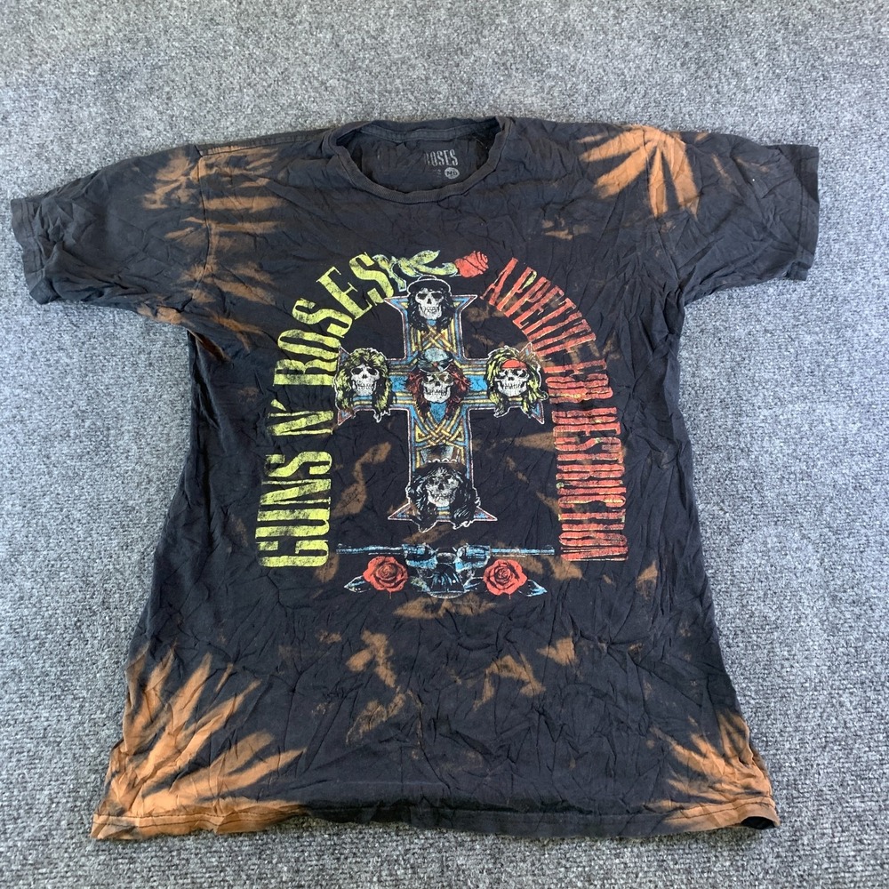 Guns N Roses Appetite for Destruction T Shirt Men Medium Black Tie Dye Splatter